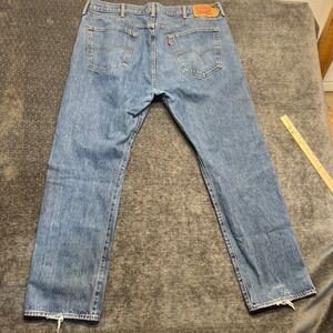 Levi Strauss 501 Button Fly Jeans Mens 42x30 Medium Wash Denim Straight Leg